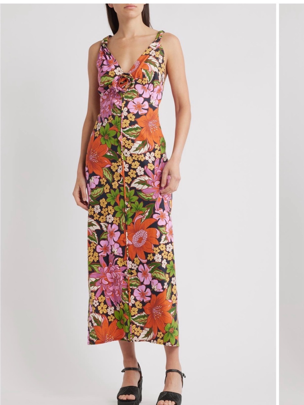 FARM Rio Vivi Rossette Floral Linen Maxi